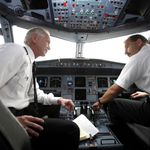 Captain Sullenberger and Skiles in the cockpit